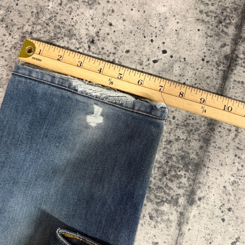 Lee Leith Men Distressed Whiskered Straight Leg Jeans Blue 31 32 Gingham Detail - Picture 7 of 9